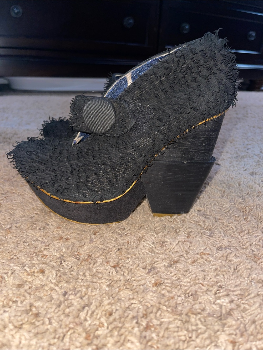 Irregular Choice Black Fringed Platform Mary Jane Heels - Picture 3 of 11
